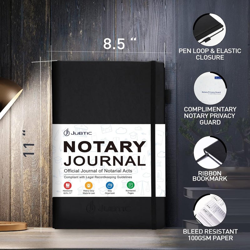 JUBTIC Notary Journal Log Book - A4 Hardcover Notary Public Journal of Notarial Acts - Big Notary Supplies with Privacy Guard - 474 Record Entries, 160 Numbered Pages, 8.5"x11" (Black) - Image 4